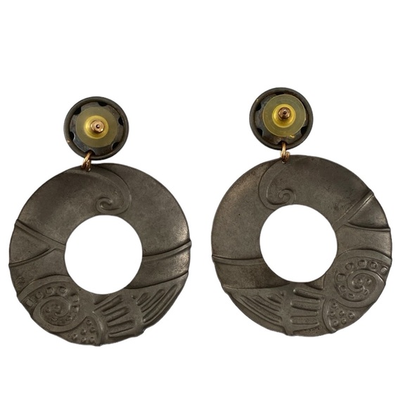 Edgar Berebi Vintage Blue Green Brown Enamel Earrings - Picture 4 of 5